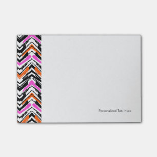 Black, Orange, And Pink Hand Drawn Chevron Pattern Post-it Notes