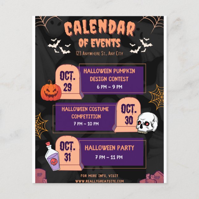 Black Orange and Violet Halloween Calendar of Even Flyer (Front)