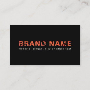Black Orange Artsy Grunge Cool Brand + Your name Business Card