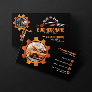 Black, Orange Auto Detailing Car Repair Automotive Business Card