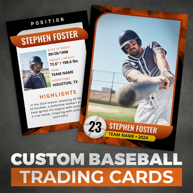 Black Orange Baseball Trading Card Baseball Player (Creator Uploaded)