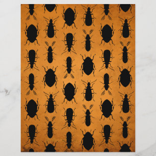 Black & Orange Beetles Scrapbook Paper