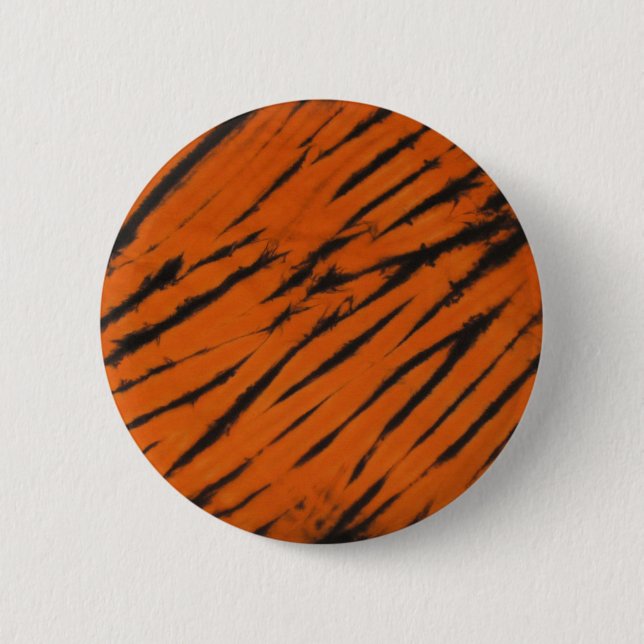 Black & Orange Bengal Stripe Button (Front)