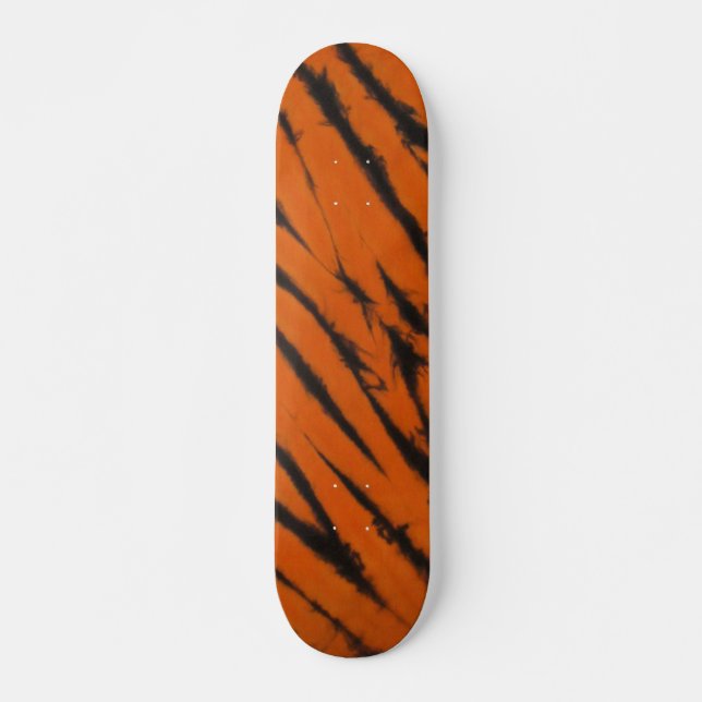 Black & Orange Bengal Stripe Tie Dye Skateboard (Front)
