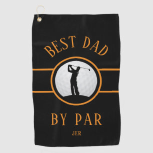 Black Orange Best Dad By Par Personalised  Golf Towel