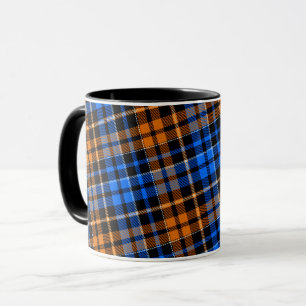 Black Orange Blue Plaid Tartan Design Mug