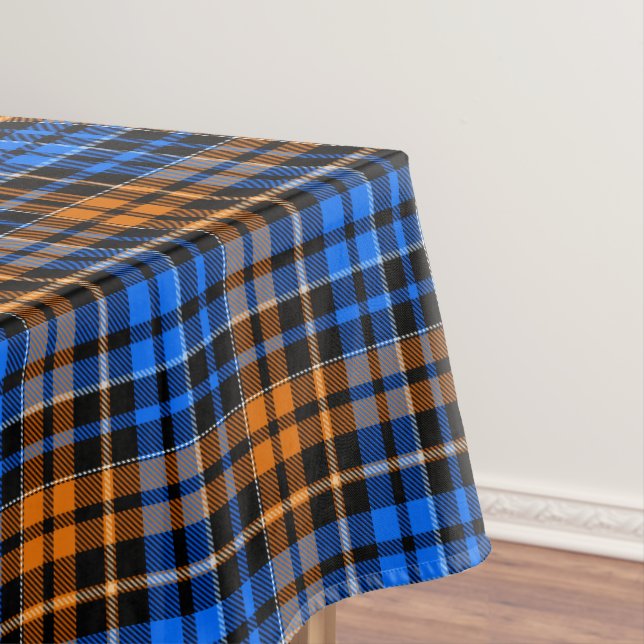 Black Orange Blue Plaid Tartan Design  Tablecloth (In Situ)