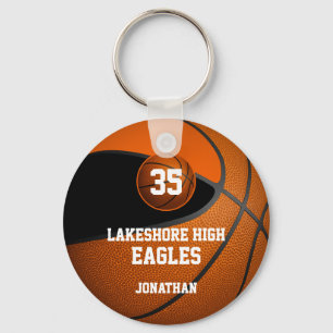 Black orange boys' basketball team gifts key ring