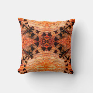 Black, orange, brown  dragonfly pattern solid back cushion