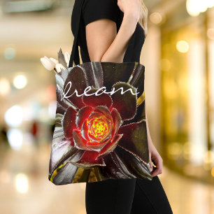 Black orange cactus close-up photo dream script tote bag