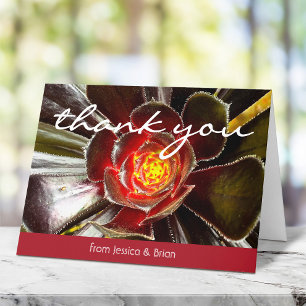 Black orange cactus photograpy script name modern thank you card