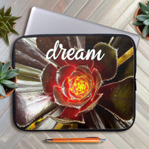 Black Orange Cactus Succulent Photo Dream Script Laptop Sleeve