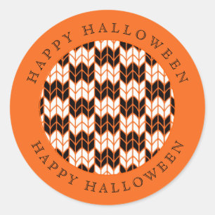BLACK ORANGE CHECK KNIT Large Round Stickers II