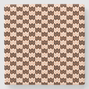 BLACK ORANGE CHECK KNIT Marble Stone Coaster