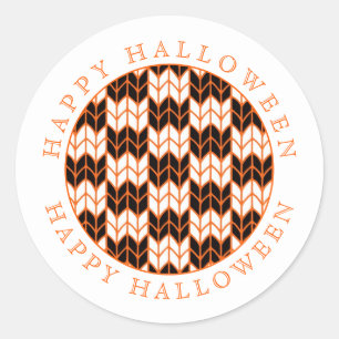 BLACK ORANGE CHECK KNIT Small Round Stickers