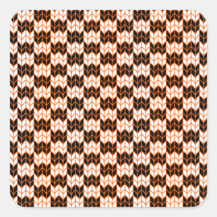 BLACK ORANGE CHECK KNIT Small Square Stickers