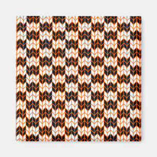 BLACK ORANGE CHECK KNIT Square Magnet