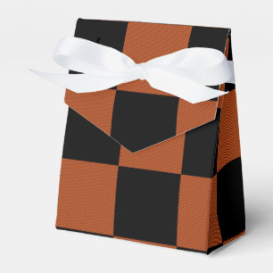 Black & Orange Chequered Squares Buffalo Plaid Favour Box