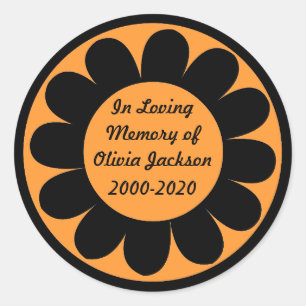 Black orange customisable daisy sympathy stickers