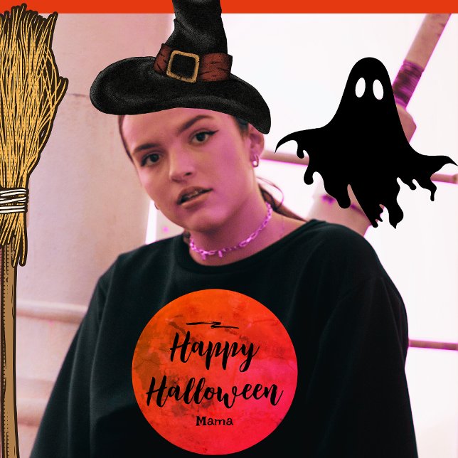 Black Orange Dark Typography Full Moon Halloween T-Shirt (Creator Uploaded)