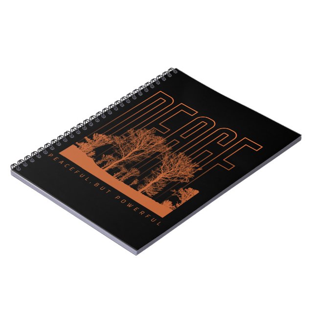 Black Orange Futuristic Peace Spiral Notebook (Left Side)