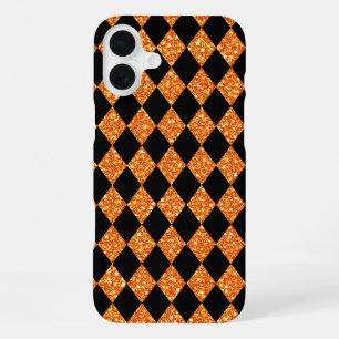 BLACK & ORANGE GLITTER LOOK HALLOWEEN PATTERN iPhone 16 PLUS CASE