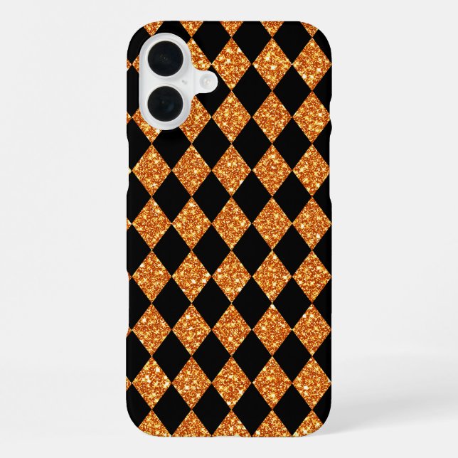BLACK & ORANGE GLITTER LOOK HALLOWEEN PATTERN iPhone CASE (Back)