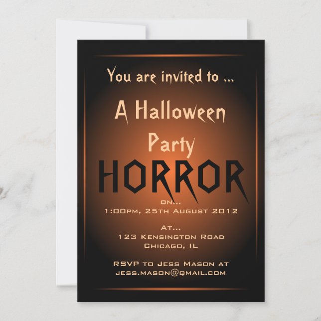 Black & Orange Glow Halloween Party Invitation (Front)