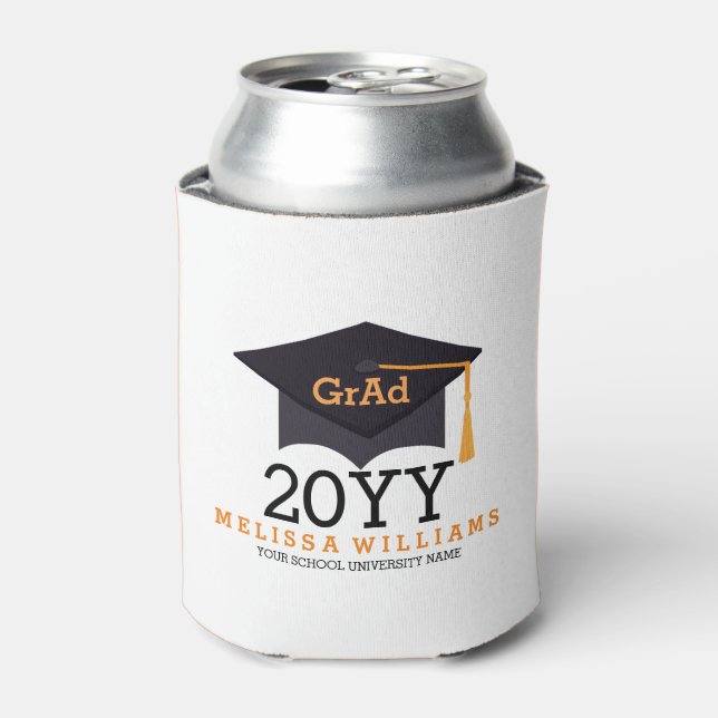 Black & Orange Graduation 2016 Design Can Cooler (Can Front)