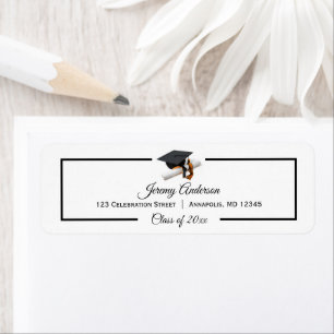 Black Orange Graduation Class Cap & Tassel Address