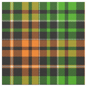 Black Orange Green Plaid Tartan Design  Fabric