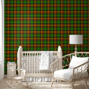 Black Orange Green Plaid Tartan Design Wallpaper