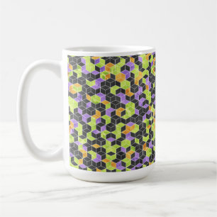 BLACK ORANGE GREEN PURPLE HALLOWEEN CUBES COFFEE MUG