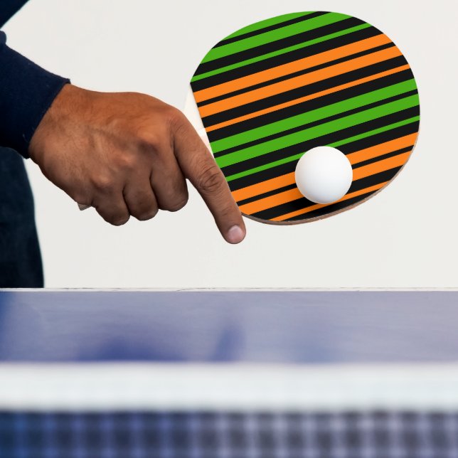 Black Orange Green Vertical Stripes Design   Ping Pong Paddle (Insitu)