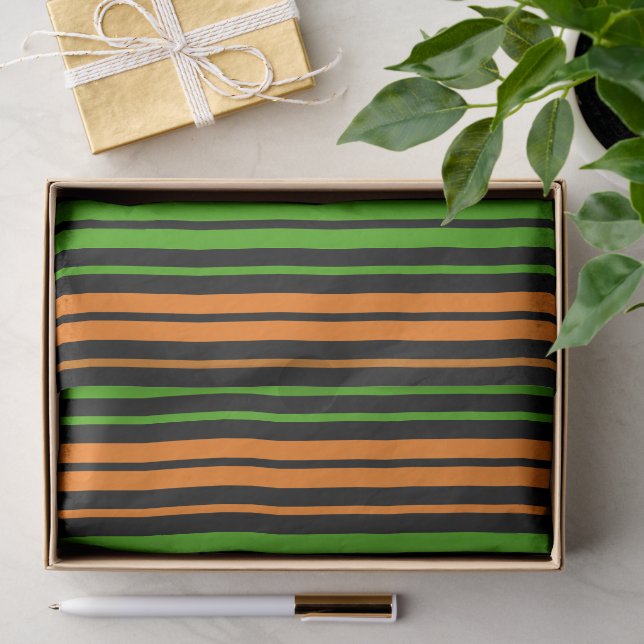 Black Orange Green Vertical Stripes Design   Tissue Paper (Gift)