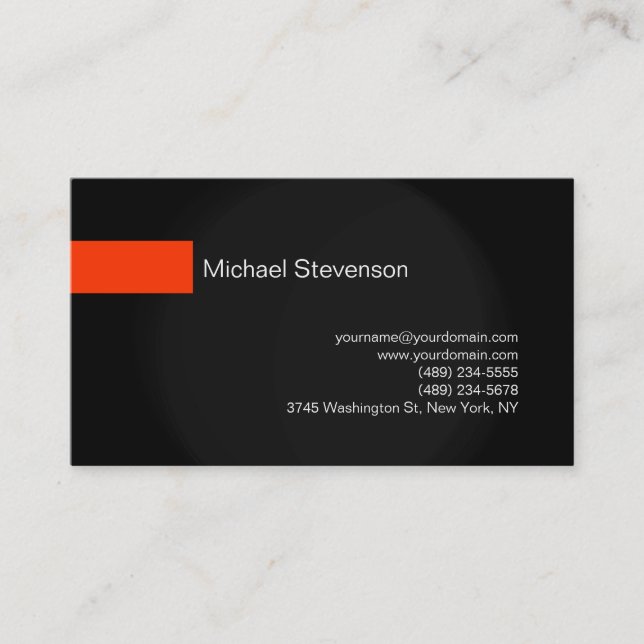 Black Orange Grey Consultant Business Card (Front)