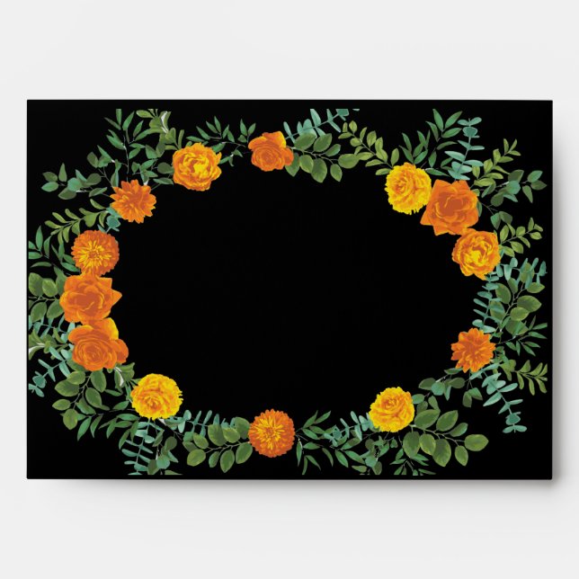 Black & Orange Halloween Gothic Wedding Collection Envelope (Front)
