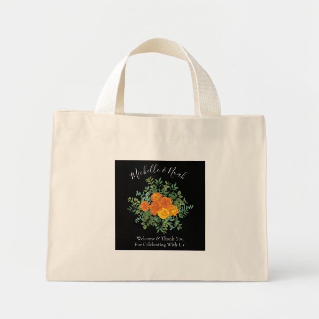 Black & Orange Halloween Gothic Wedding Collection Mini Tote Bag (Front)