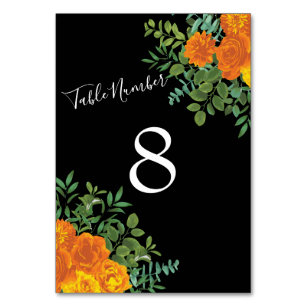 Black & Orange Halloween Gothic Wedding Collection Table Number