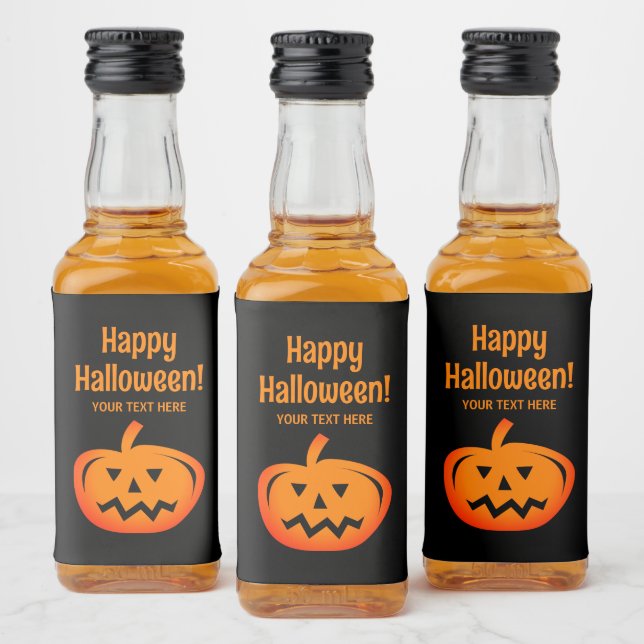 Black & orange Halloween party mini Liquor Bottle Label (Bottles)