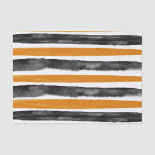 Black & Orange Halloween Watercolor Stripes Tissue Paper