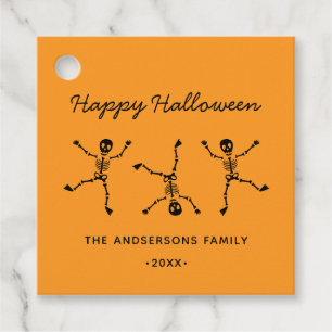 Black & Orange  Hand Drawn Skeleton Halloween  Favour Tags