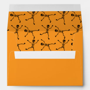 Black & Orange Hand Drawn Skeleton Happy Halloween Envelope
