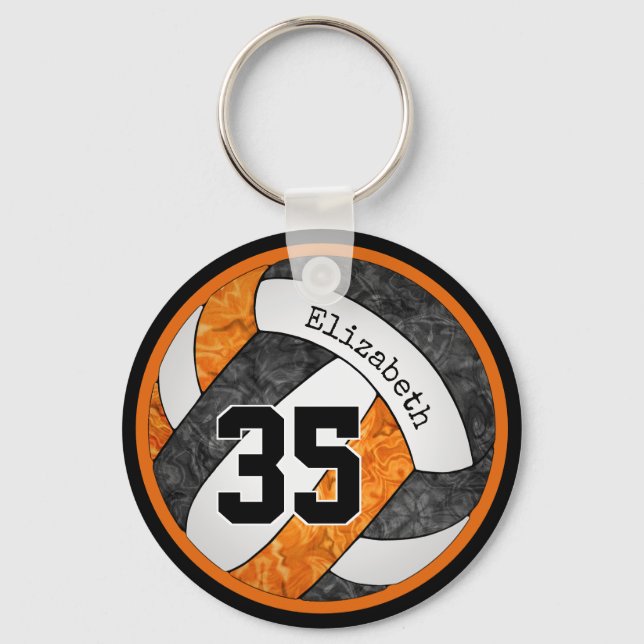black orange her volleyball team colours custom key ring (Front)