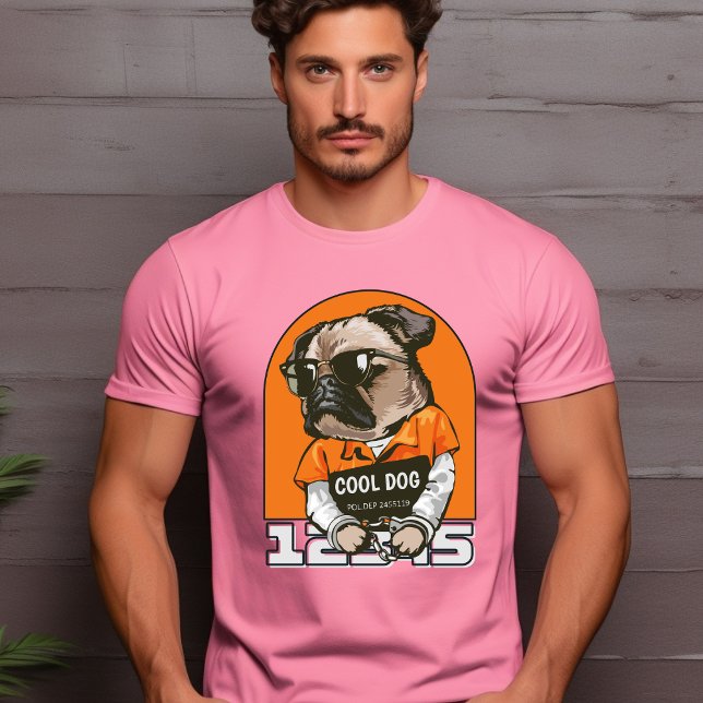 Black Orange Illustrated Cool Dog T-Shirt (Creator Uploaded)