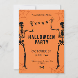 Black Orange Illustrative Halloween Invitation