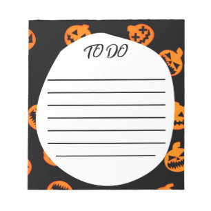 Black Orange Jack O'Lantern To Do list  Notepad
