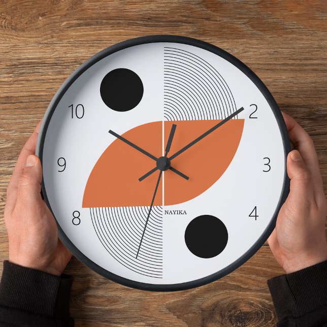Black Orange Japan Art Minimalist Personlized Name Clock (Creator Uploaded)