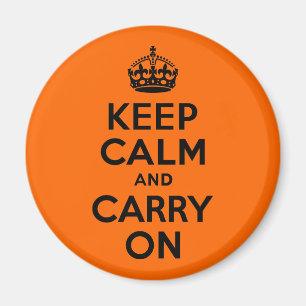 Black Orange Keep Calm and Carry On Magnet