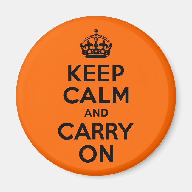 Black Orange Keep Calm and Carry On Magnet (Front)